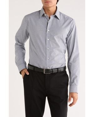 Nordstrom Rack Angelo Trim Fit Stripe Non-Iron Dress Shirt - Gray