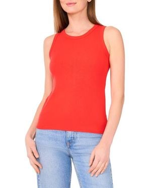 Halogen® Fitted Ribbed Tank Top - Red