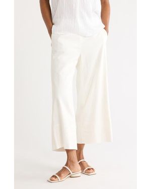 Vince Linen Blend Crop Wide Leg Pants - White