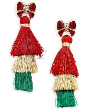 Leith Tassel Linear Earrings - Red