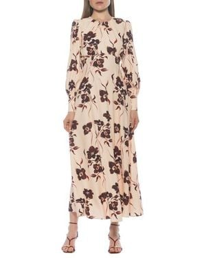 Alexia Admor Yesenia Long Sleeve Empire Waist Maxi Dress - Natural