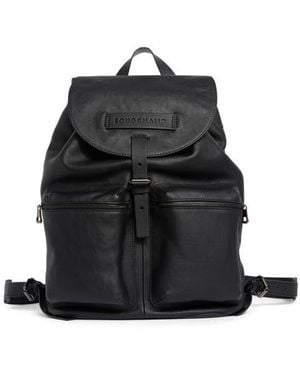Longchamp Lc3D Large Leather Backpack - Black