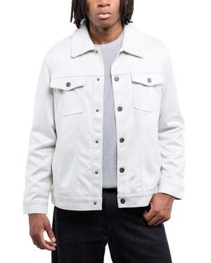 Xray Jeans Faux Fur Collar Faux Suede Jacket - White