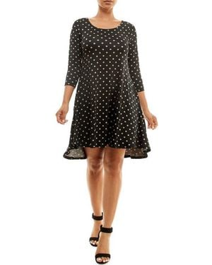 Nina Leonard High-Low Trapeze Dress - Black