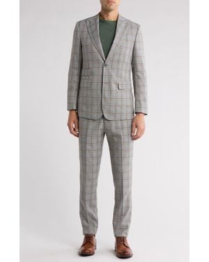 English Laundry Plaid Khaki Stretch Mélange Suit - Gray