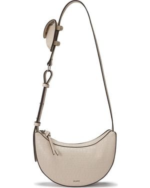 orYANY Rookie Crescent Croc Embossed Leather Crossbody Bag - Metallic