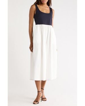 Diane von Furstenberg Selena Sleeveless Mixed Media Midi Dress - Black