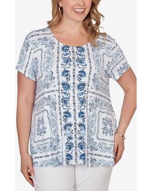 Ruby Rd. Sublimation Floral Jersey Top - Blue
