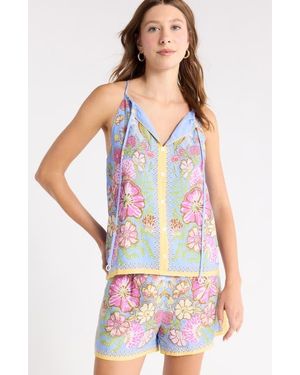 1901 Floral Halter Top - White