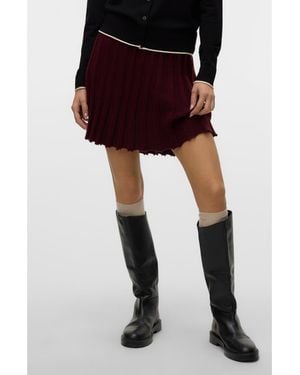 Vero Moda Marina Pleated Knit Skater Miniskirt - Black