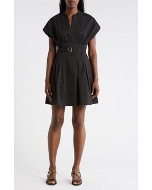 Ellen Tracy Stretch Twill V-Neck Dress - Black