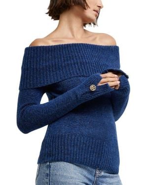 River Island Off The Shoulder Sweater - Blue