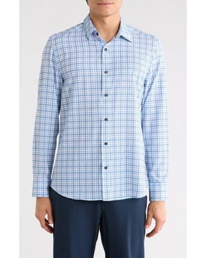 Con.struct Slim Fit Plaid Stretch Button-Up Shirt - Blue
