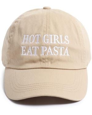 David & Young Hot Girls Eat Pasta Cotton Baseball Cap - Natural