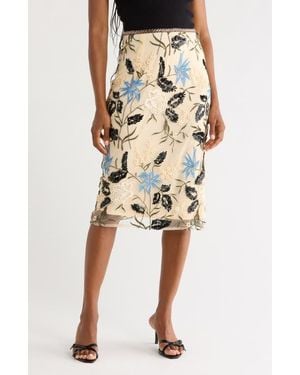AREA STARS Jesse Embroidered Cocktail Skirt - Natural