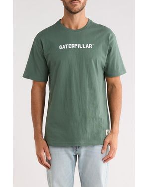 CAT WWR Relaxed Tractor Cotton Graphic T-Shirt - Green