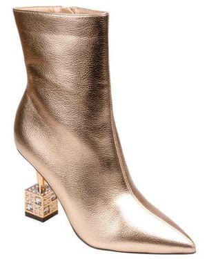 Lady Couture Crown Pointed Toe Bootie - Brown