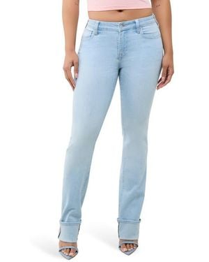 TRUE RELIGION Billie Cuffed Mid Rise Straight Leg Jeans - Blue