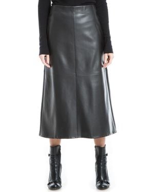 Max Studio Faux Leather A-Line Mini Skirt - Black