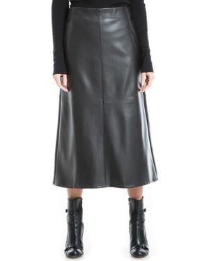 Max Studio Faux Leather A-Line Mini Skirt - Black