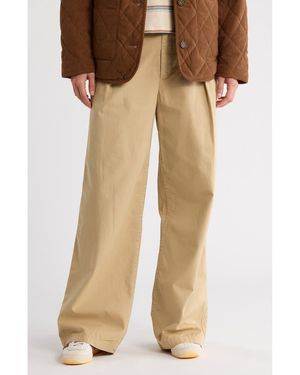 Lucky Brand Pleated Wide Leg Pants - Natural