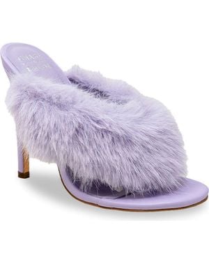 In Touch Footwear Post Toe Faux Fur Stiletto Sandal - Purple