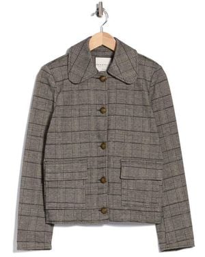 Bagatelle Plaid Cropped Jacket - Brown