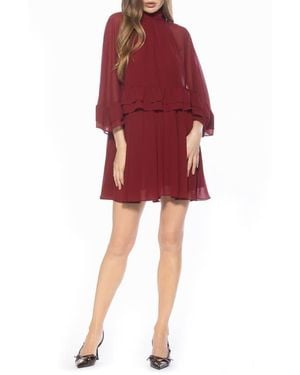 Alexia Admor Vespera Cape Sleeve Chiffon Trapeze Minidress - Red