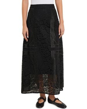 Misook Panel Detail Lace Maxi Skirt - Black