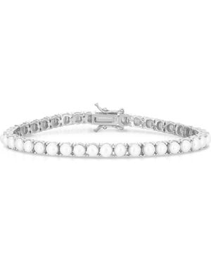 Chloe and Madison Faux Pearl Tennis Bracelet - Metallic