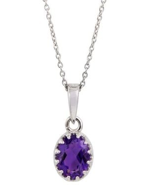 Savvy Cie Jewels Rhodium Plated Sterling Semiprecious Stone Pendant Necklace - Purple
