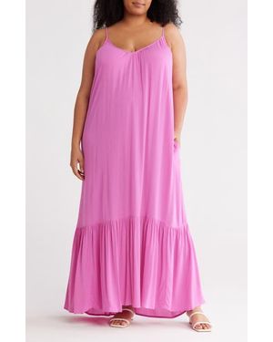 Melrose and Market Ruffle Hem Gauze Maxi Slipdress - Pink