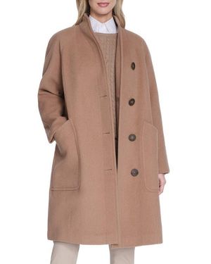 Cole Haan Asymmetric Wool Blend Coat - Brown