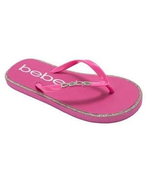 Bebe Rhinestone Flip Flop - Pink