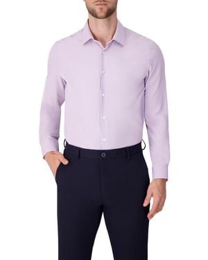 Report Collection Solid Slim Fit Stretch Dress Shirt - Blue