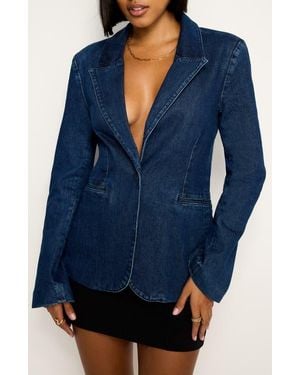 GOOD AMERICAN Sculpted Denim Blazer - Blue
