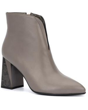 TORGEIS Lailah Snake Embossed Block Heel Bootie - Gray