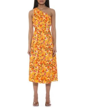 Alexia Admor Fay One Shoulder Fit & Flare Midi Dress - Orange