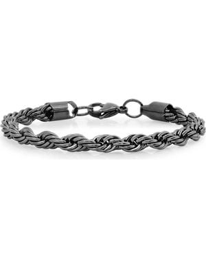 Steeltime Ion-Plated Stainless Steel Rope Chain Bracelet - Black