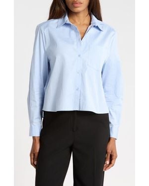 Nordstrom Cropped Poplin Button-Up Shirt - White