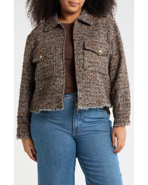 Democracy Crop Tweed Jacket - Brown