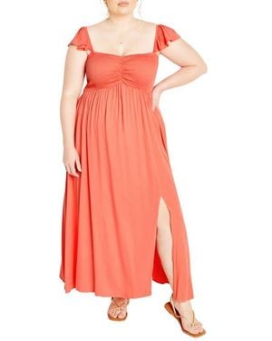 City Chic Tiarne Smocked Maxi Dress - Pink