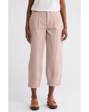Democracy Railroad Stripe Barrel Leg Pants - Natural