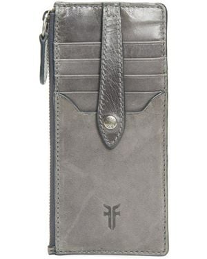 Frye Slim Leather Snap Card Wallet - Gray