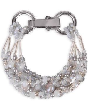 Saachi Beaded Cluster Statement Bracelet - Gray