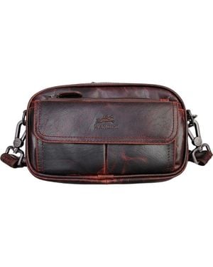 Mancini Buffalo Leather Organizer Crossbody Bag - Brown