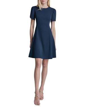 DKNY Tulip Short Sleeve A-Line Dress - Blue