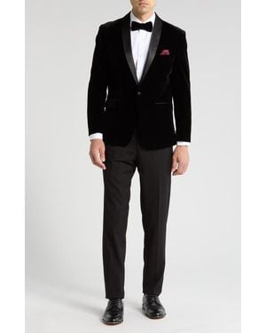 Gino Vitale Two-Piece Velvet Shawl Lapel Slim Fit Tuxedo - Black