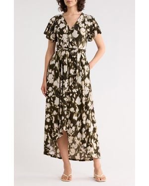 WEST K Flutter Sleeve High-Low Dress - White