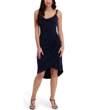 Siena Jewelry Chain Strap Ruched Body-Con Dress - Blue